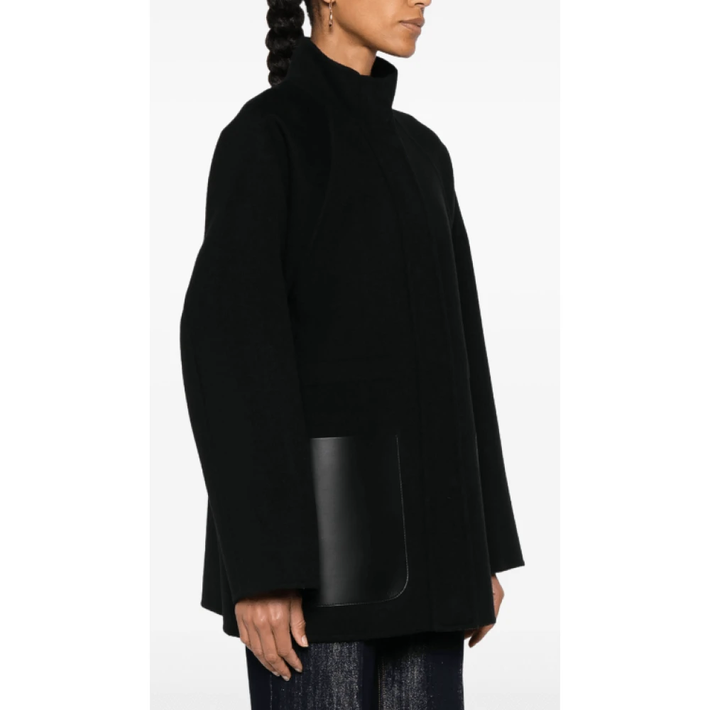 Fendi Zwarte Wollen Blend Textuurjas Black Dames