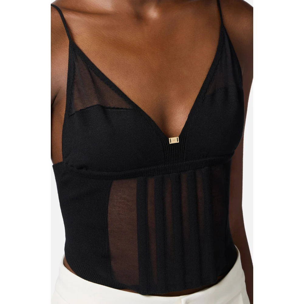 Elisabetta Franchi Zwarte Top voor Vrouwen Black Dames