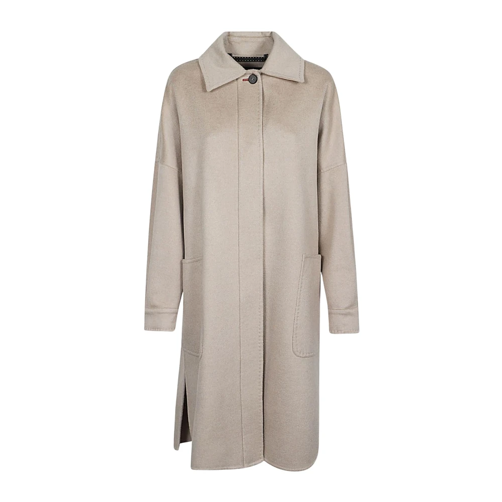 Max Mara Women's Beige Wool Blend Shirt Jacket - Single-Breasted Coats - S - Coats