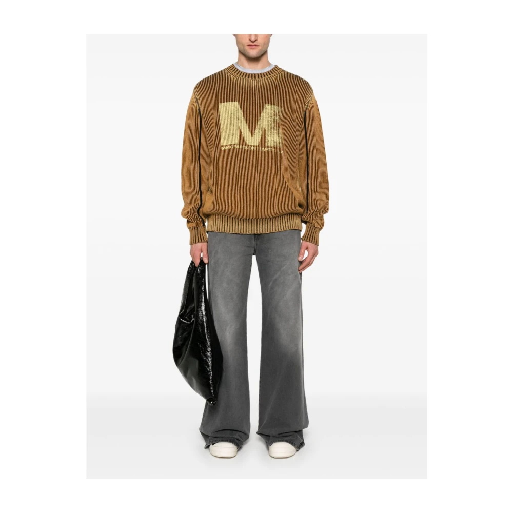 MM6 Maison Margiela Zwarte Sweater met Logo Print Brown Heren