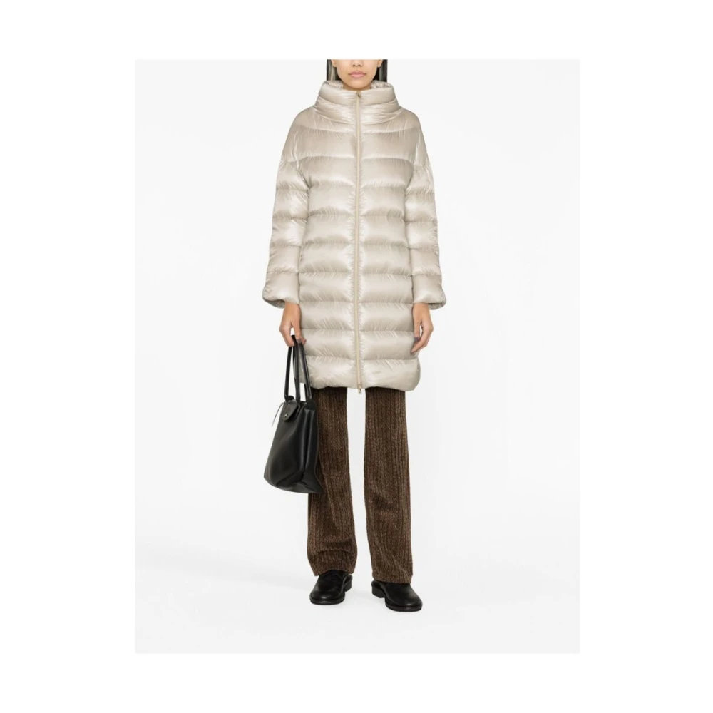 Herno Gewatteerde Jas met Opstaande Kraag Beige Dames