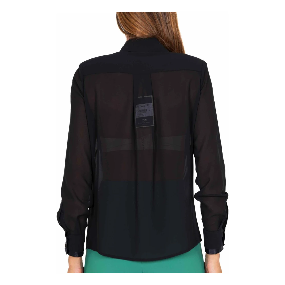 Elisabetta Franchi Georgette Shirt met Studs Black Dames