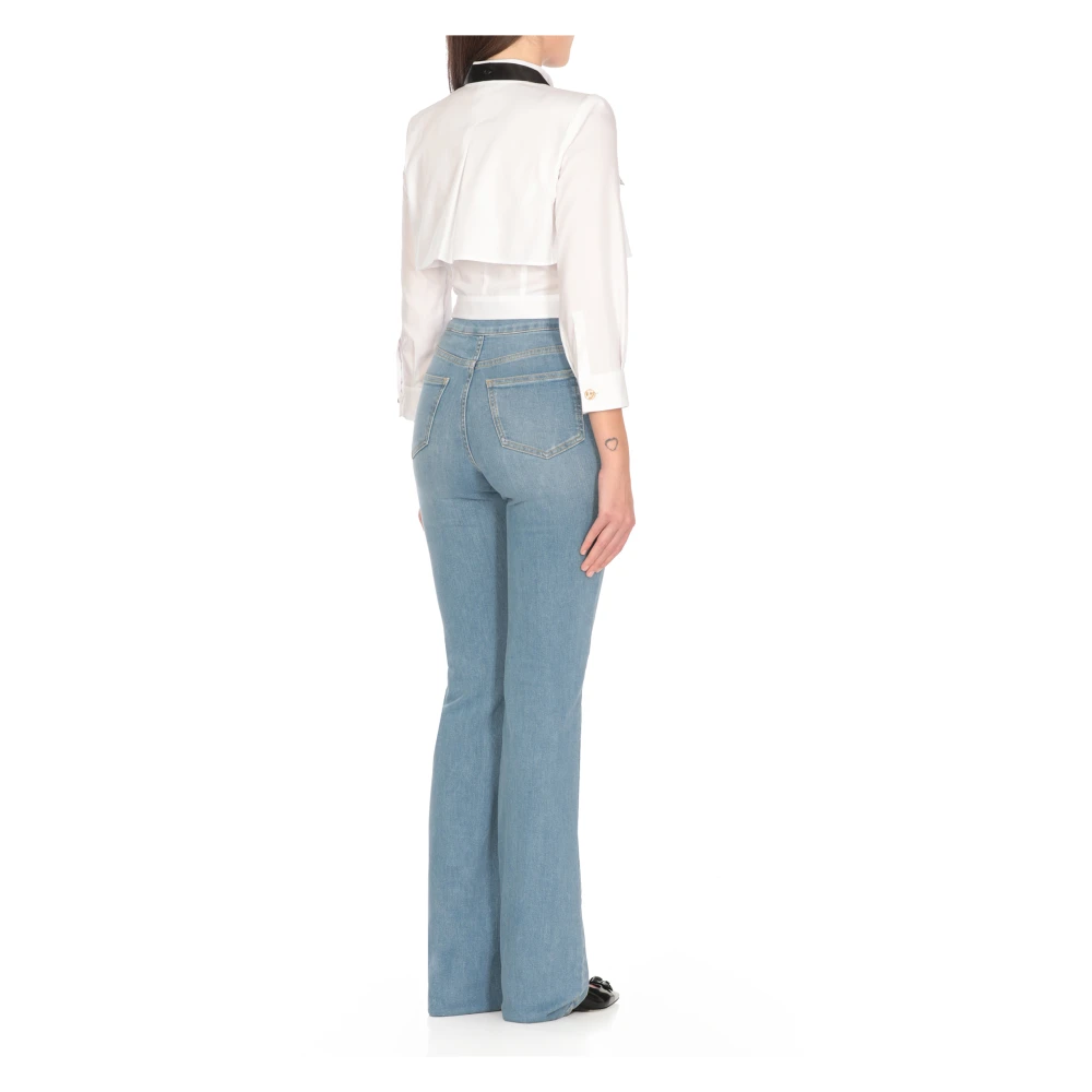 Elisabetta Franchi Witte Overhemd met Kraag en Strik White Dames