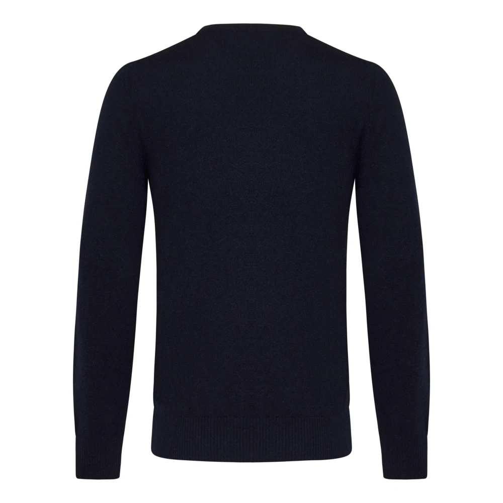 Emporio Armani Blauwe Cashmere Sweater met Micro Eagle Borduurwerk Blue Heren