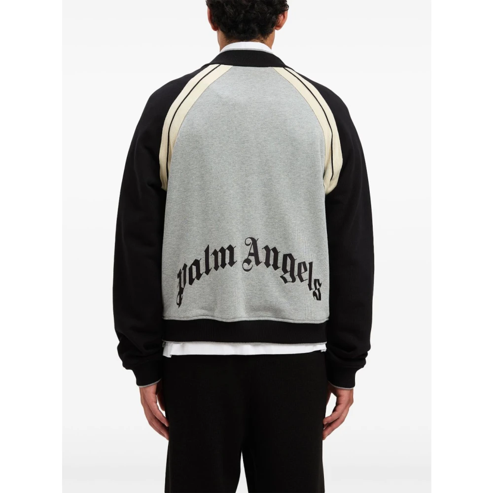 Palm Angels Grijze Sweater met Knoopsluiting Gray Heren