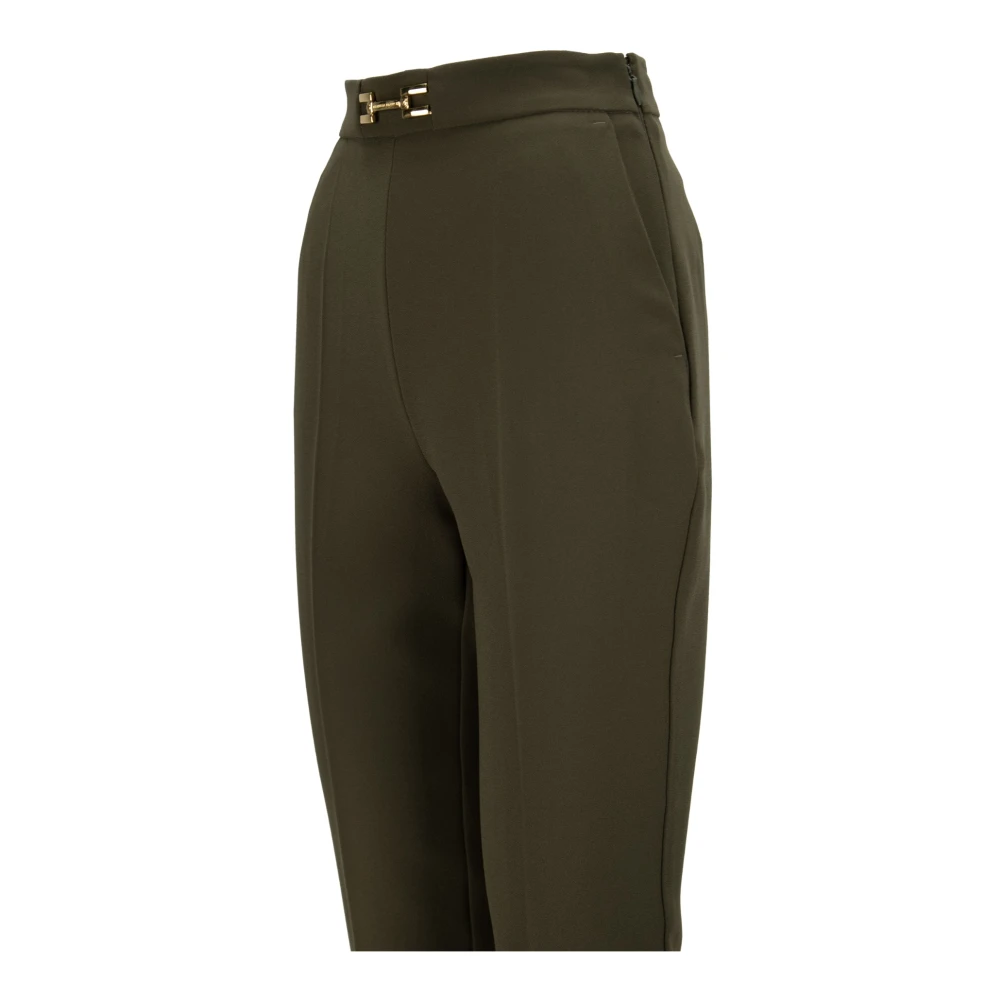 Elisabetta Franchi Gouden Logo Rits Haak Damesbroek Green Dames