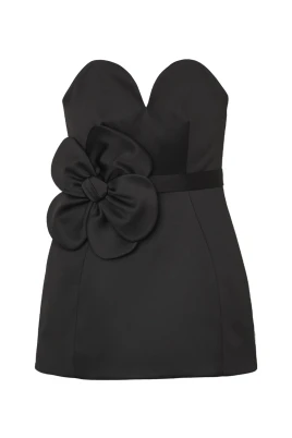Satin Daisy Belted Dress