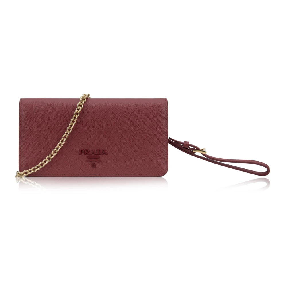 Prada Leren Schoudertas Magneetknoop Red Dames