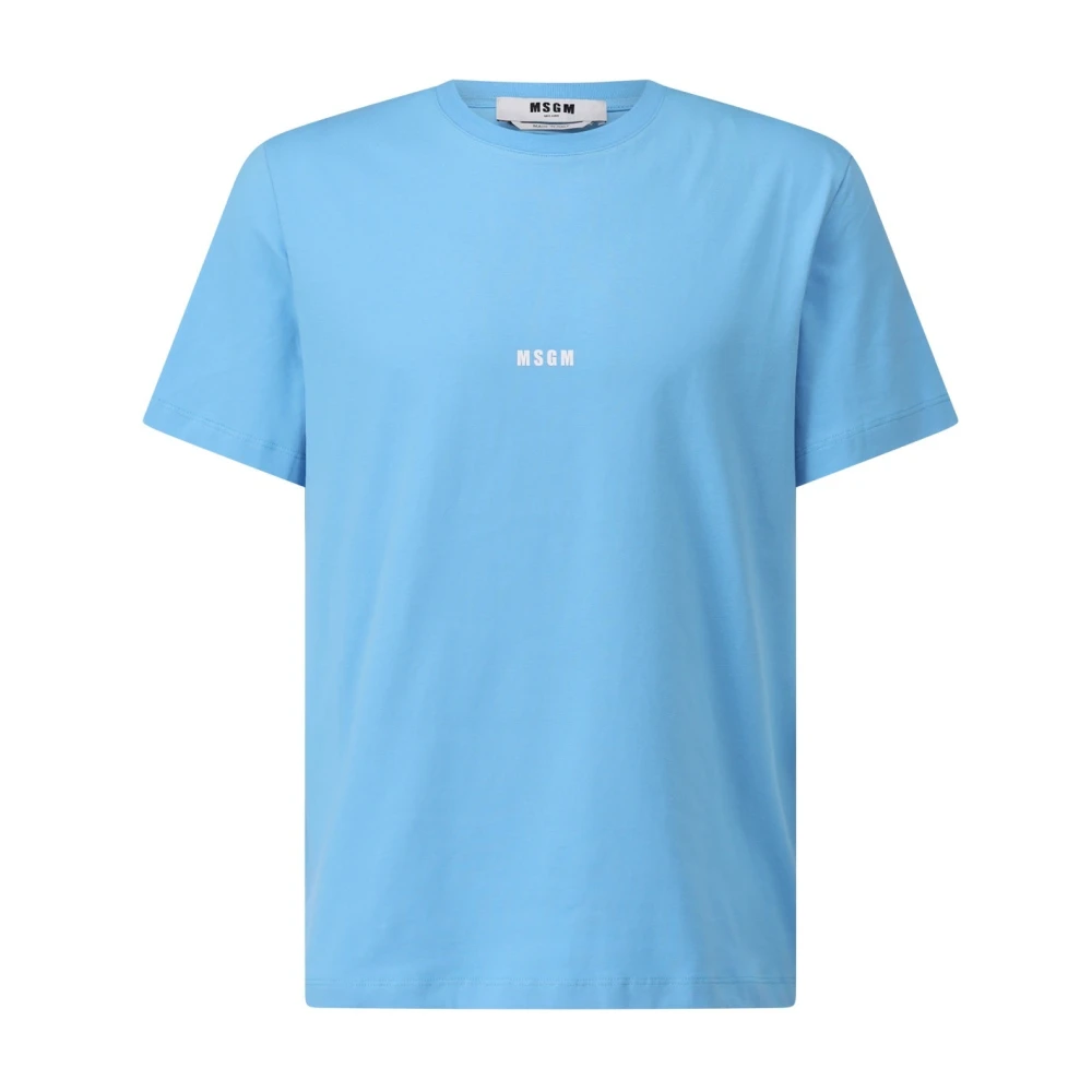 Msgm Katoenen T-shirt met Logo Print Blue Heren