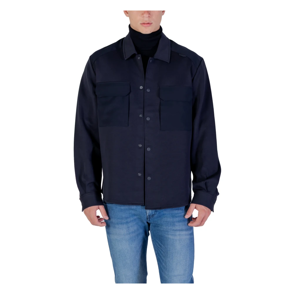 Antony Morato Men's Blue Light Jackets, Xl, Modern Long-Sleeved Shirt With Pockets