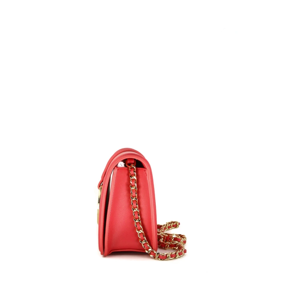 Elisabetta Franchi Rode Metalen Logo Mini Schoudertas Red Dames