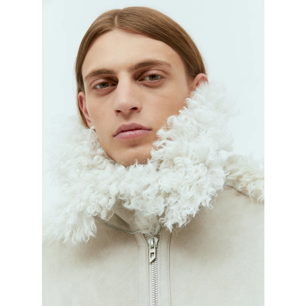 Diesel Shearling Panel Leren Jas Gray Heren