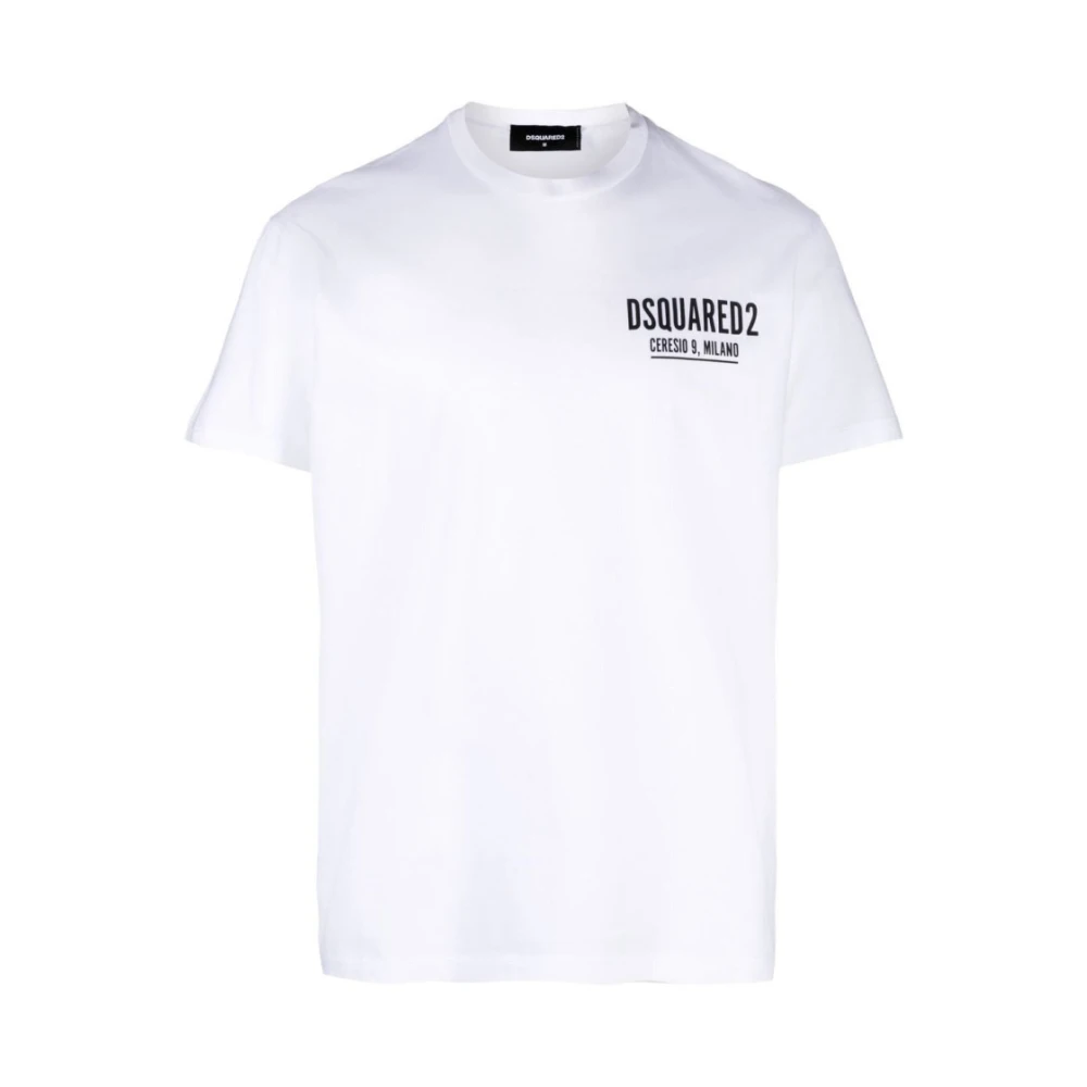 Dsquared2 Men's White Logo Printed Crewneck T-Shirt