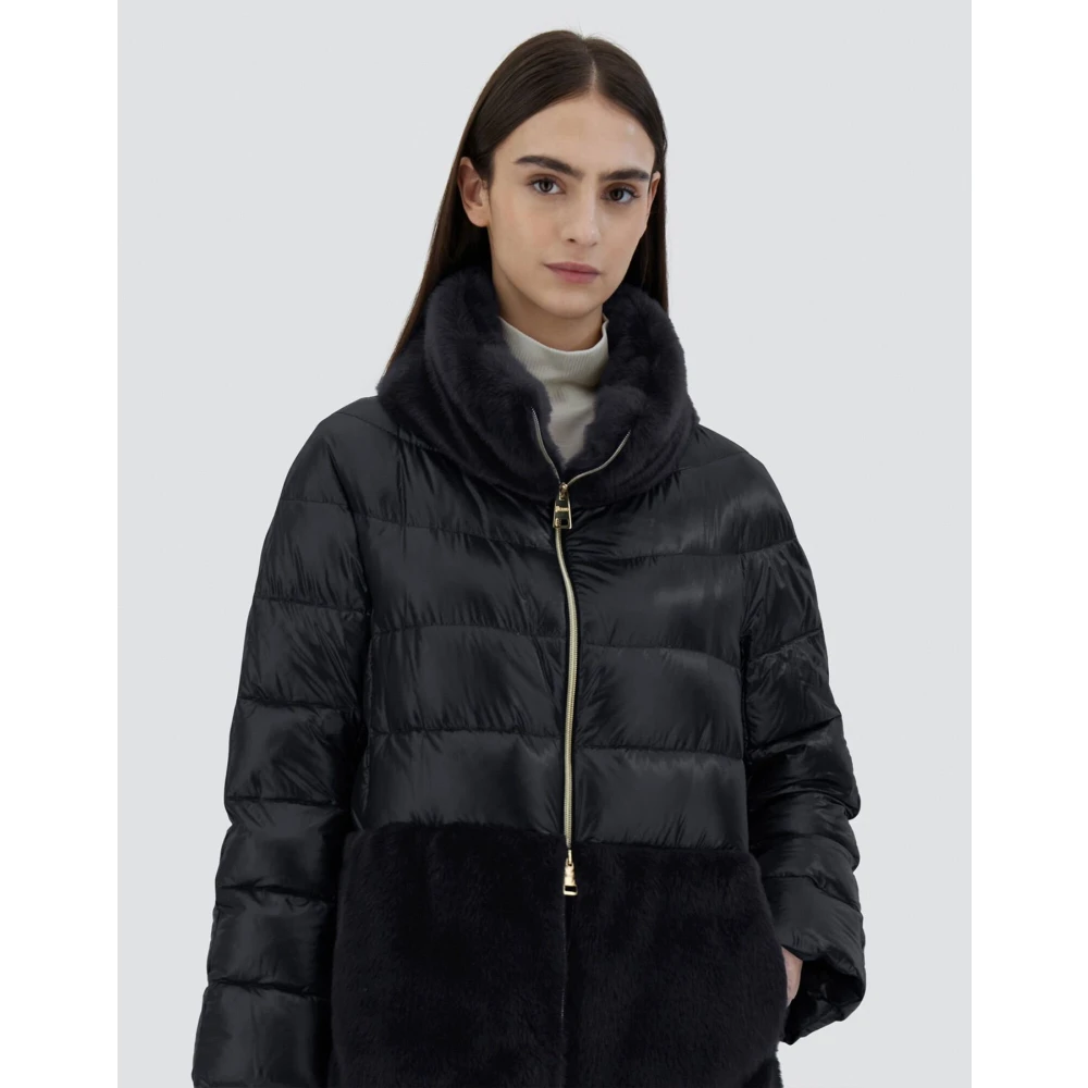 Herno Ultralichte Faux Fur Damesjas Black Dames