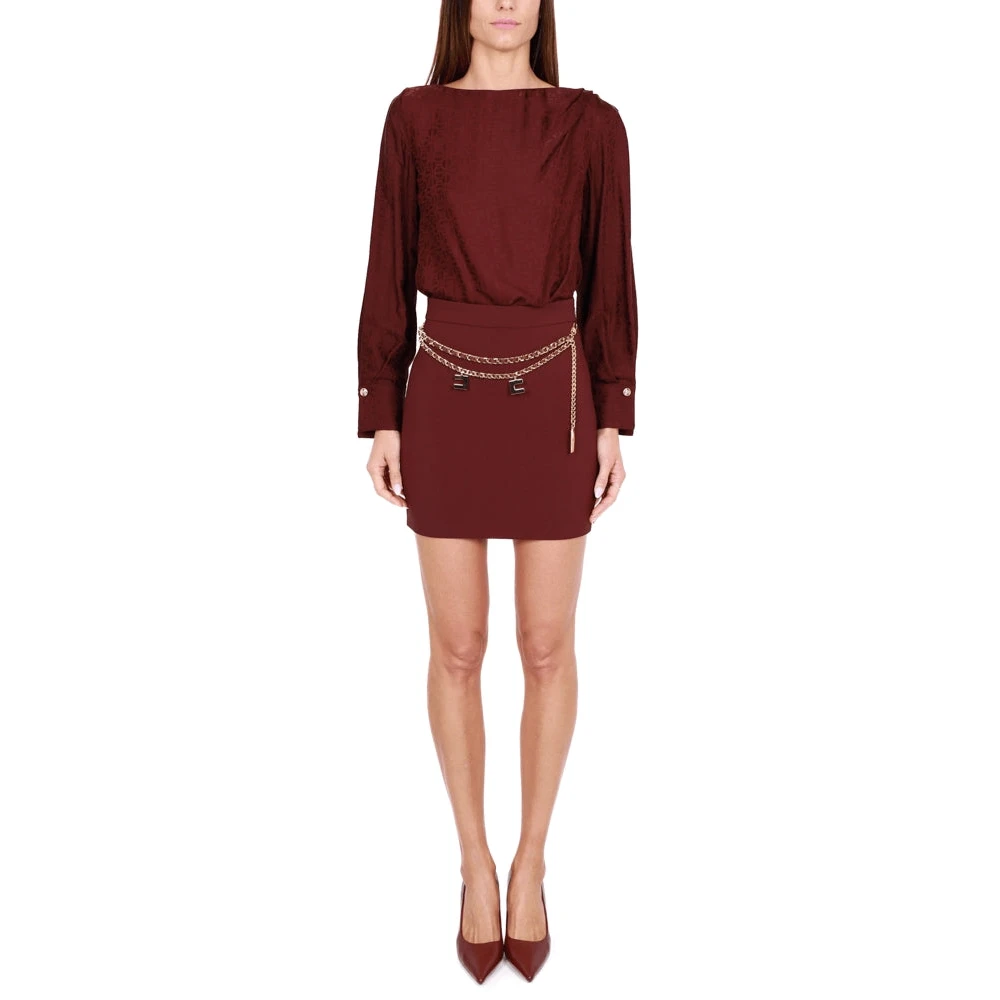 Elisabetta Franchi Rood Zwart Ketting Mini Rok Red Dames