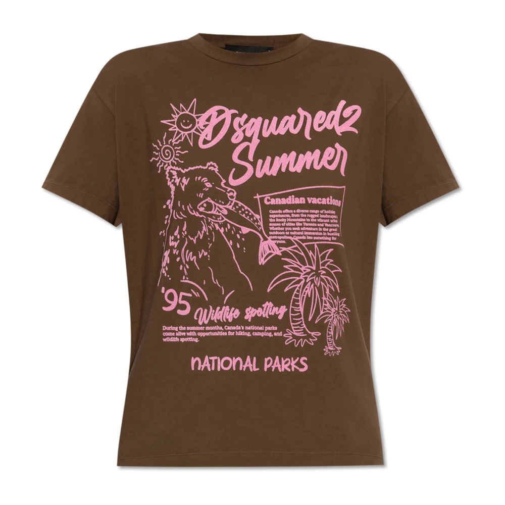 Dsquared2 T-shirt met logo Brown Dames