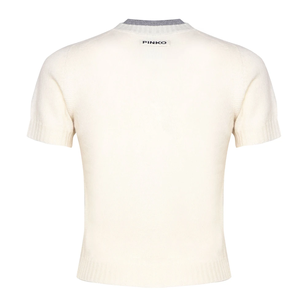 pinko Witte Katoenen T-shirt Ronde Kraag Boter White Dames