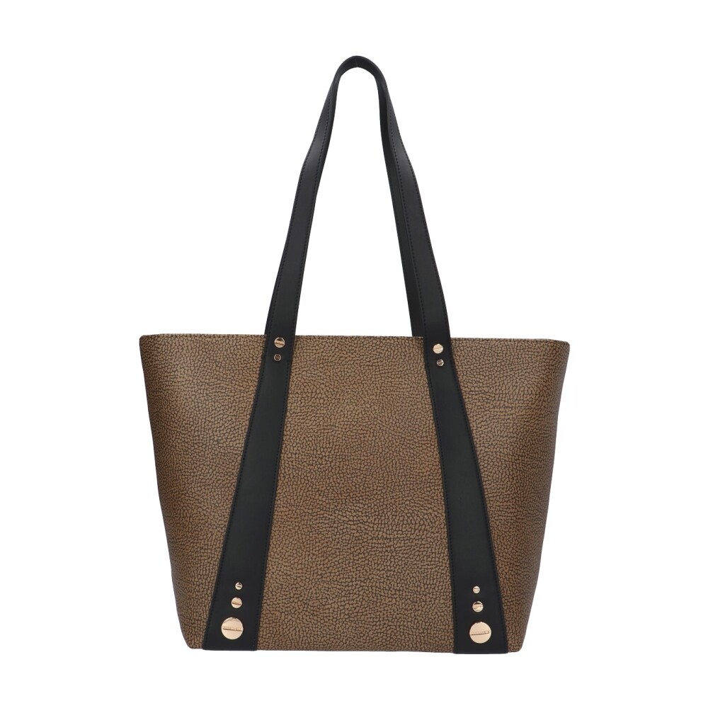 Bolso de Compras de Cuero con Cremallera Borbonese Bolsos shopping