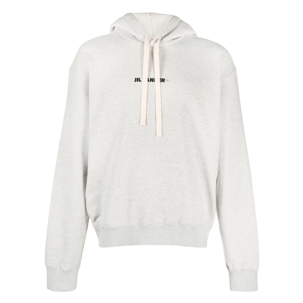 Jil Sander Grijze Logo Hoodie Gray Heren