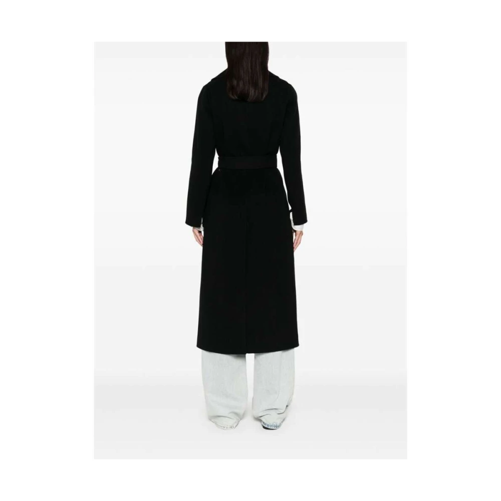 Max Mara Zwarte Wollen Jas met Revers Black Dames