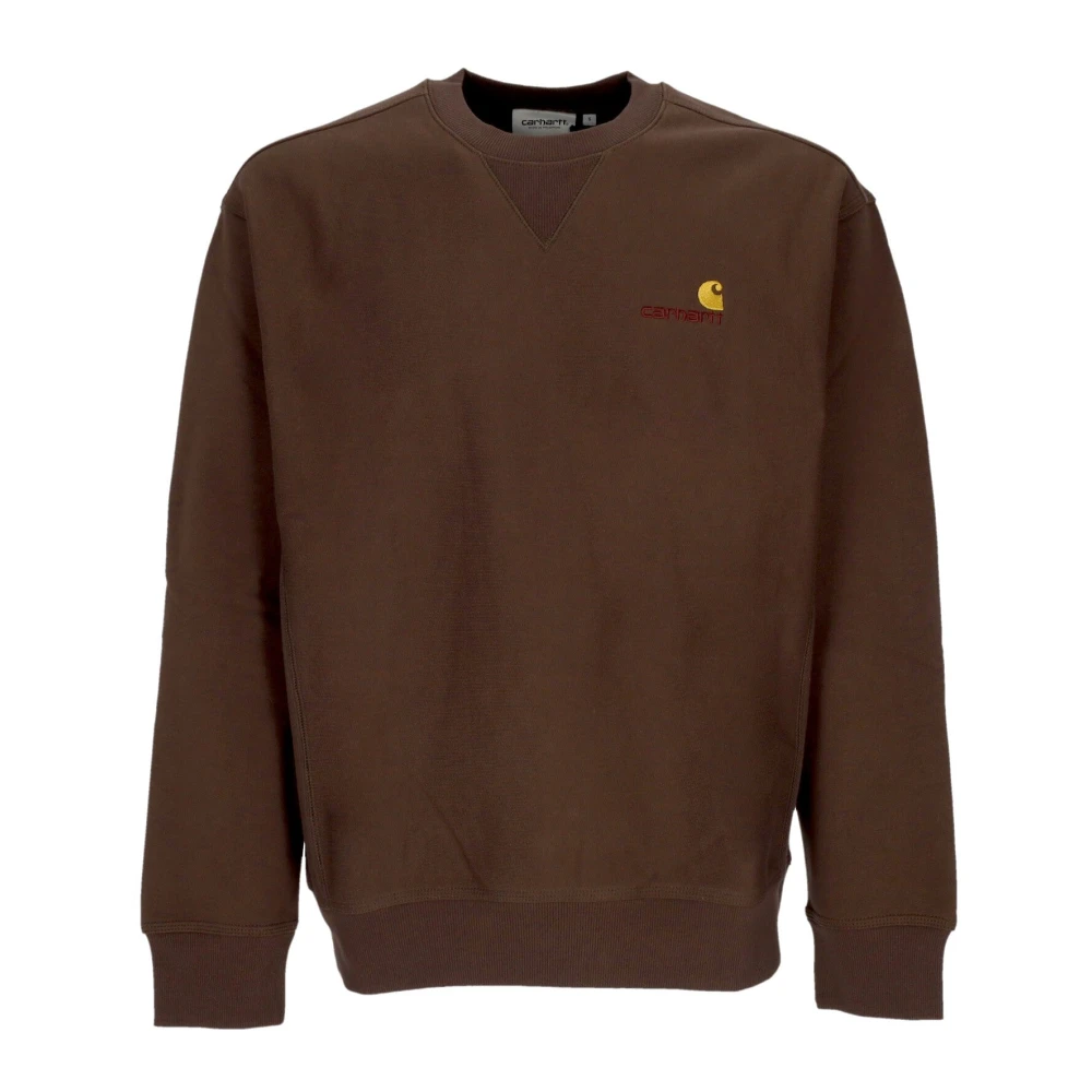 Carhartt WIP Script Sweat Crewneck Sweatshirt Soft Fit Brown Heren