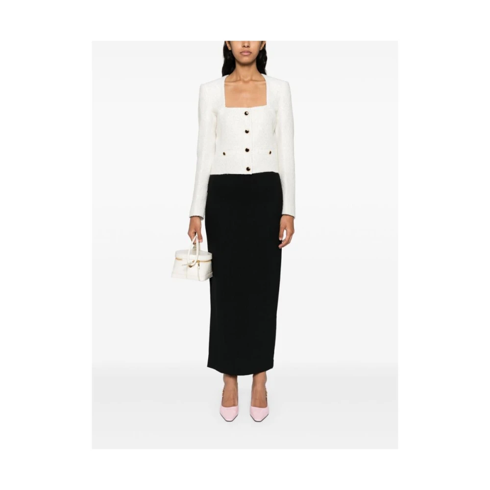 Alessandra Rich Witte Tweed Paillettenjasje met Schoudervullingen White Dames