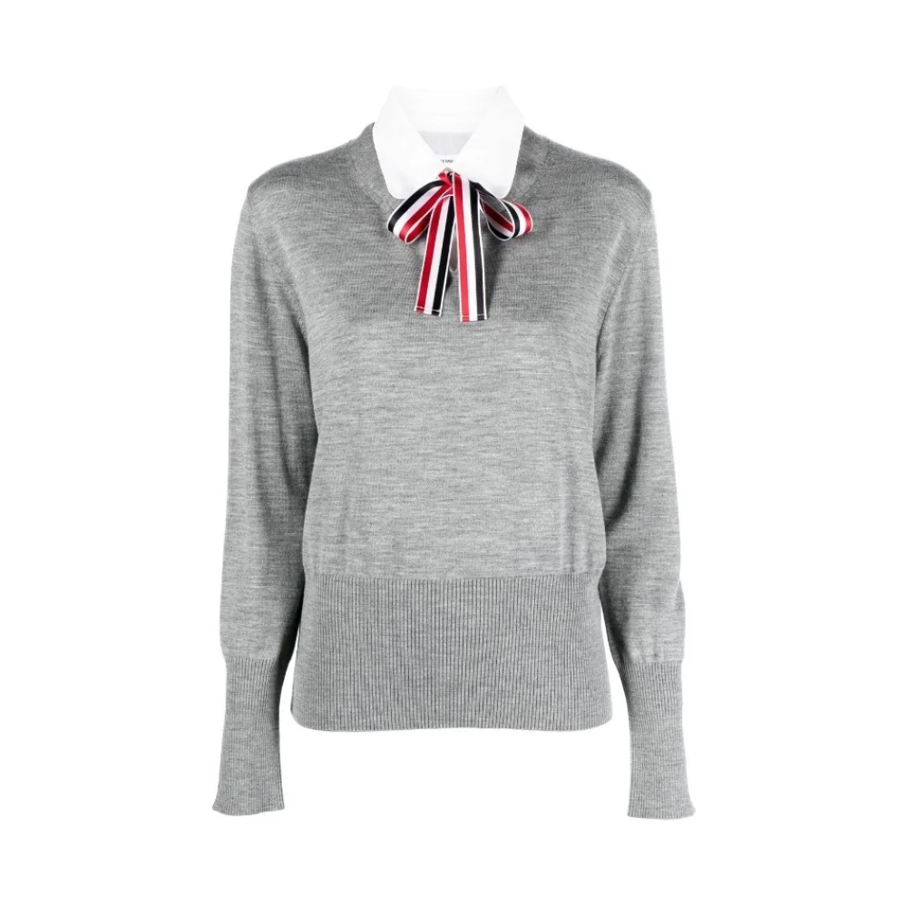 Thom Browne Gestreepte Stropdas Pullover Combo Shirt Gray Dames
