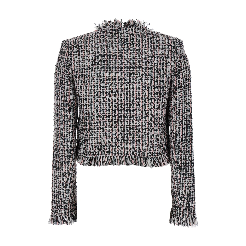 Self Portrait Fringed Boucle Jacket Black Dames