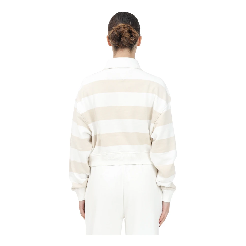 Tommy Jeans Gestreepte Rugby Polo Sweater Wit White Dames