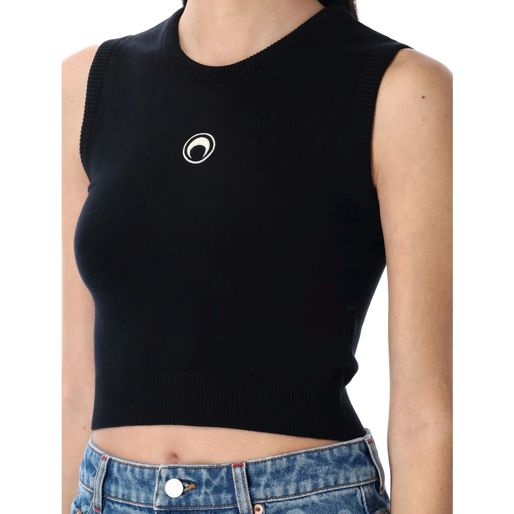 Marine Serre Moon Logo Gebreid Vest Black Dames