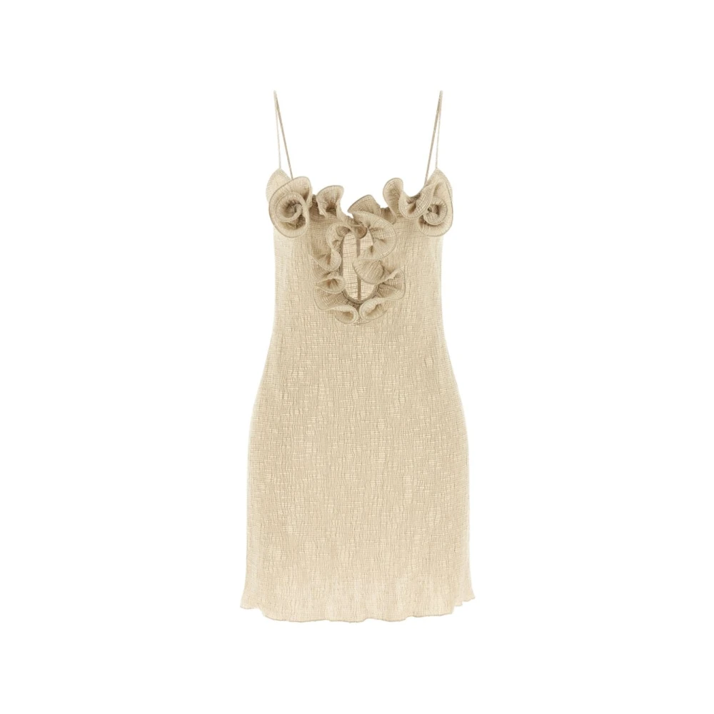 Magda Butrym Women's Beige Shirred Minidress - Short Dresses - S - Dresses