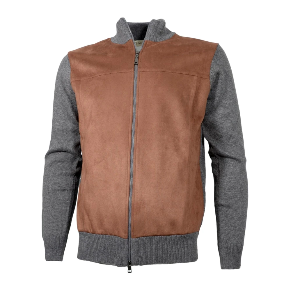 Cashmere Company Bruin Grijs Cashmere Alcantara Vest Multicolor Heren