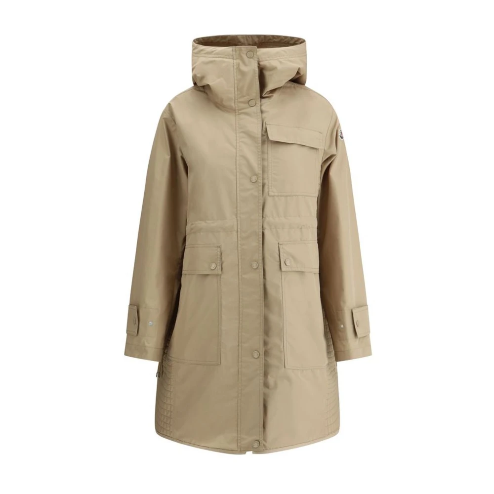 Moncler Waterdichte jas met capuchon en verstelbare taille Beige Dames