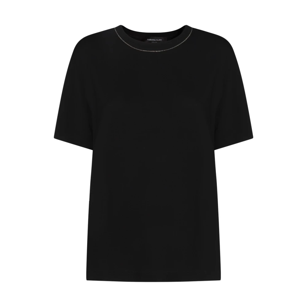 Fabiana Filippi Zwart viscose T-shirt en polo Black Dames