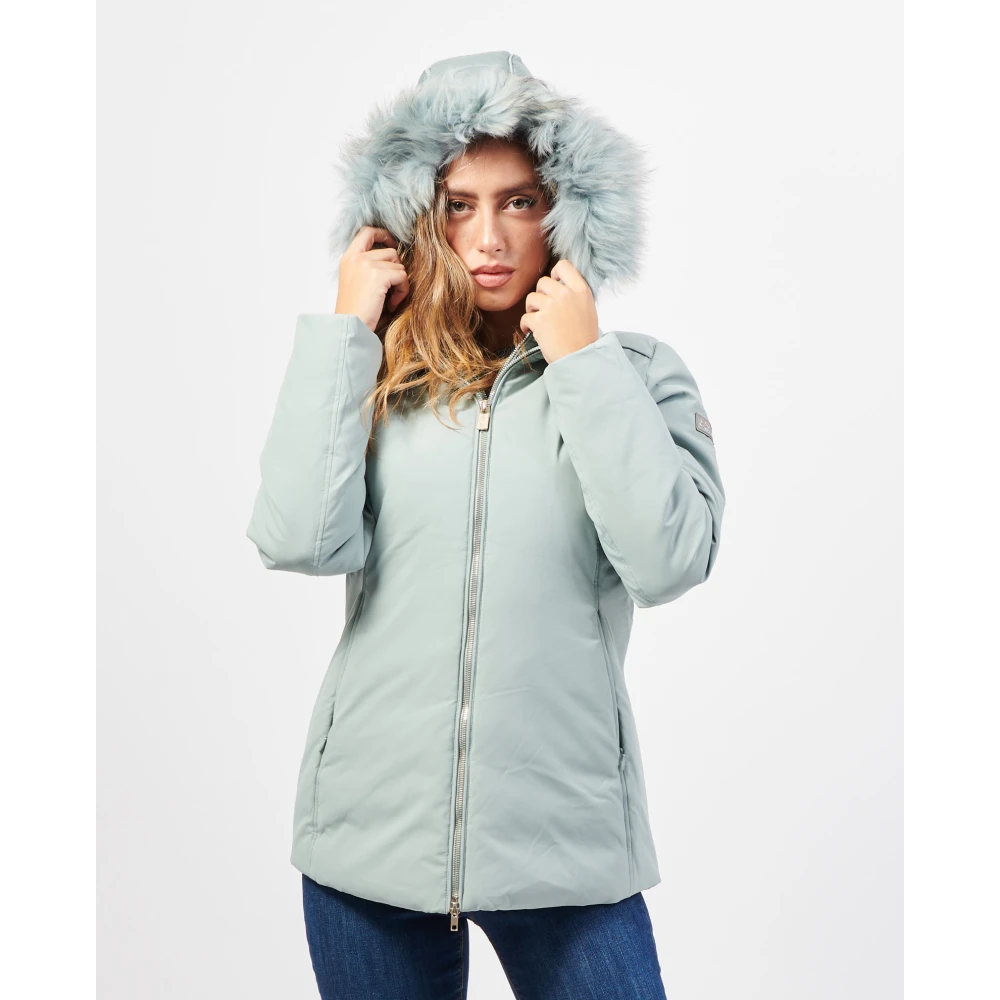 YES ZEE Groene Softshell Jas met Bont Capuchon Green Dames
