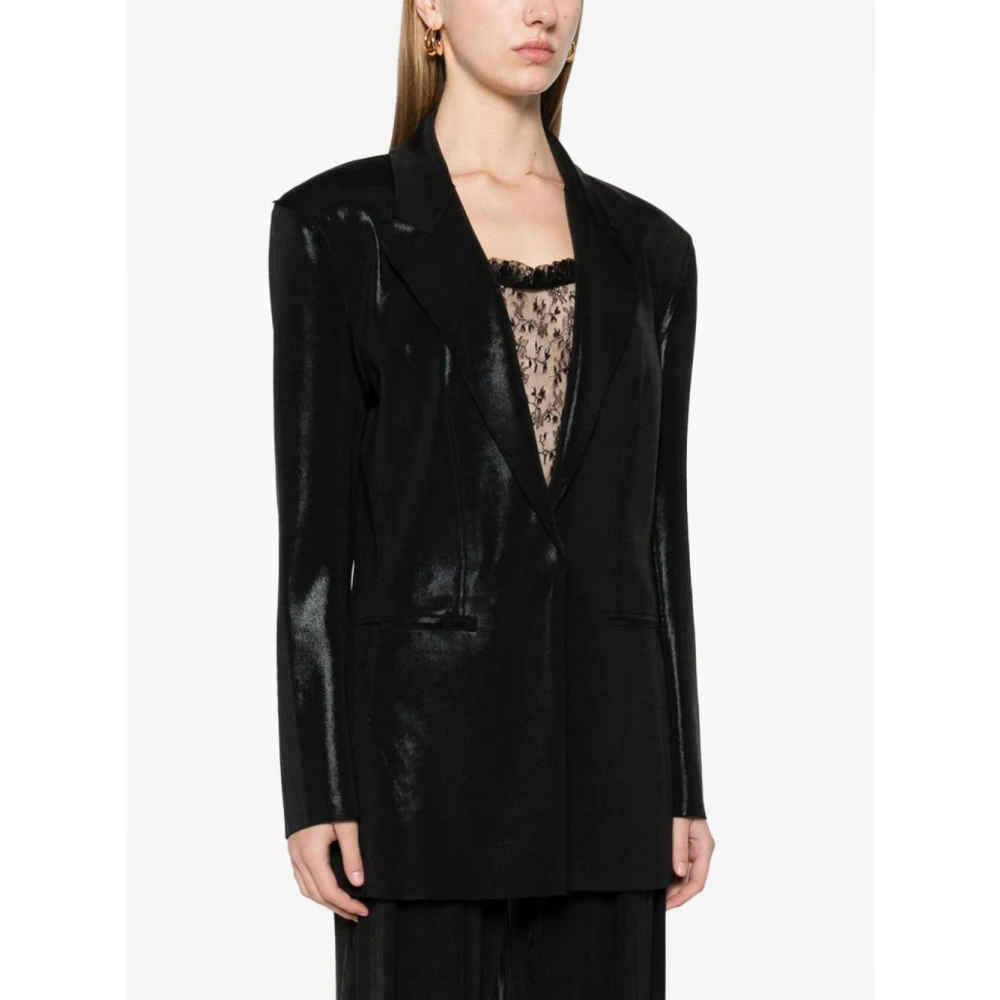 Norma Kamali Zwarte Jassen met Lamé Effect Black Dames