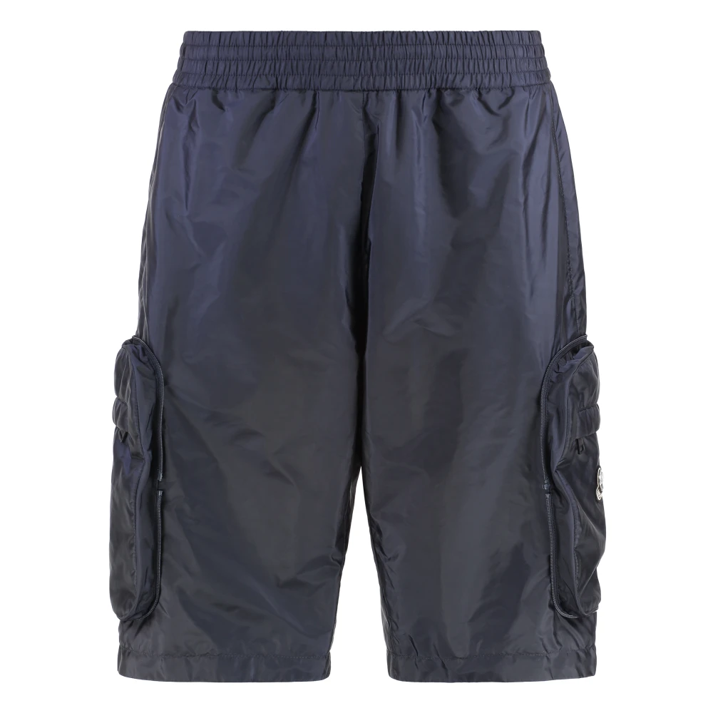 Moncler Men's Blue Casual Shorts, M, Nylon Bermuda Shorts