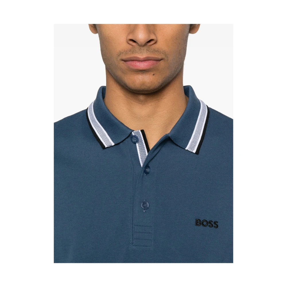 Hugo Boss Blauwe Button-Up Sweater met Logo Blue Heren