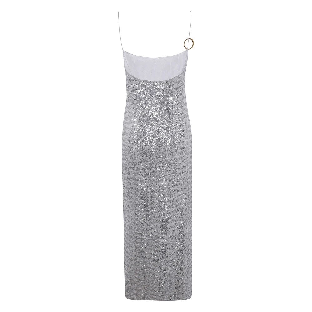 Oseree Zilveren Pailletten Lange Jurk Gray Dames