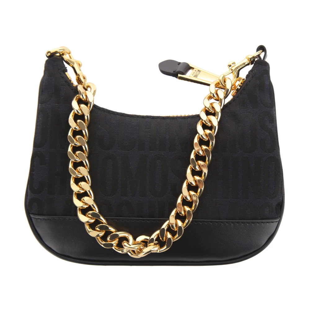 Moschino Monogram Jacquard Schoudertas Black Dames