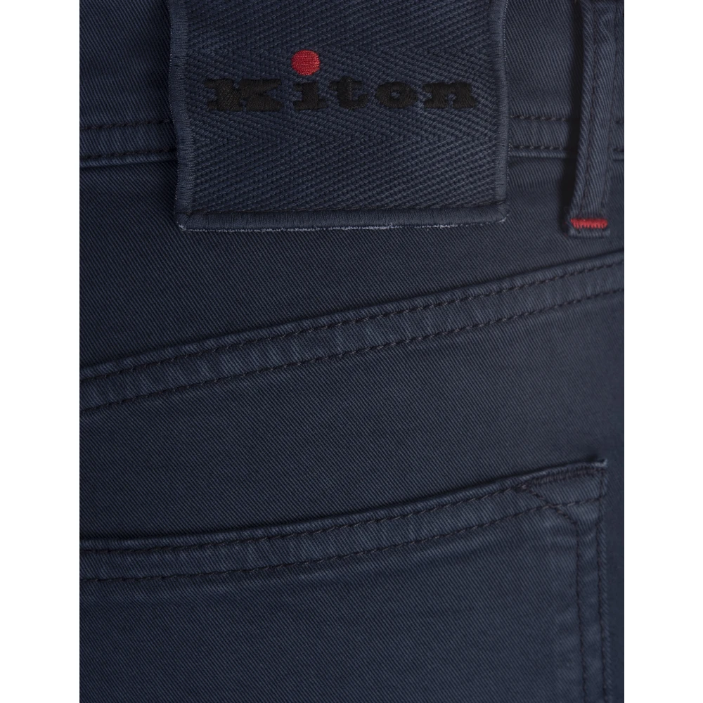 Kiton Blauwe Katoen Elastaan Gevoerde Broek Blue Heren