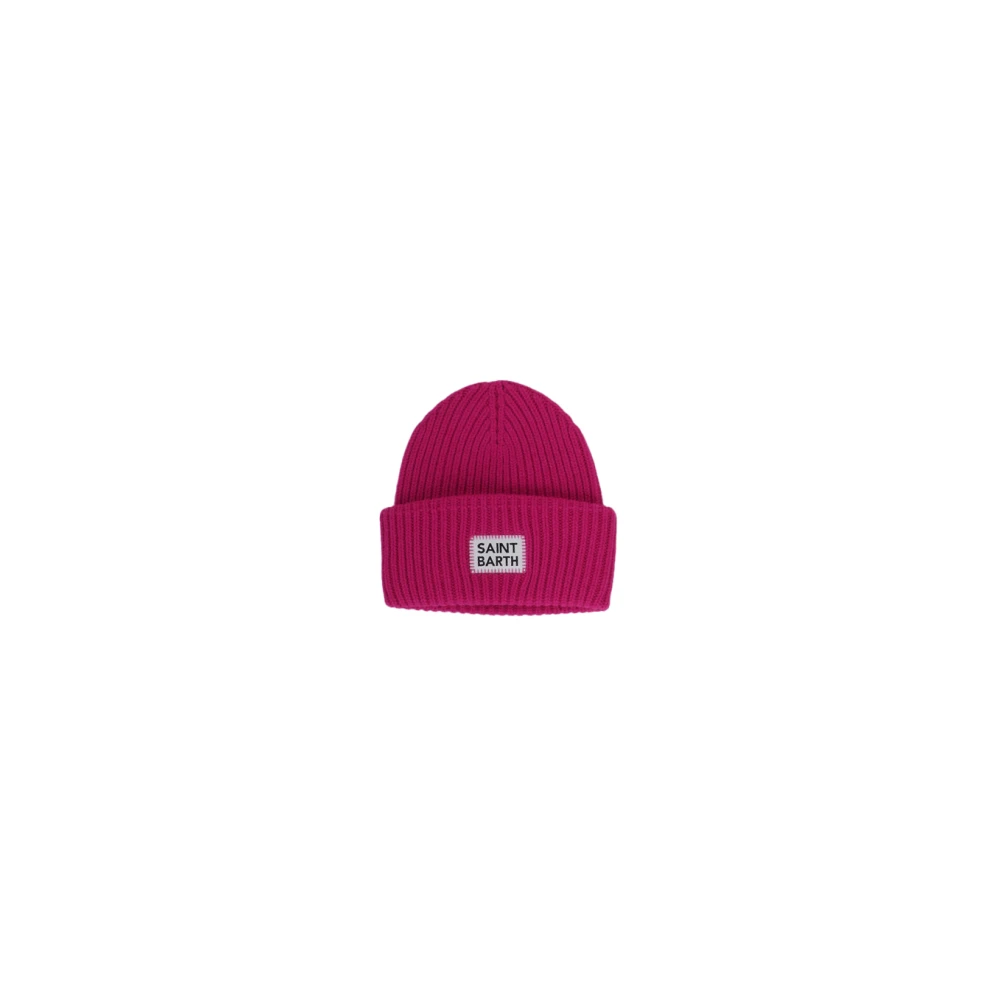 Saint Barth Fuchsia Logo Wollen Muts Red Dames