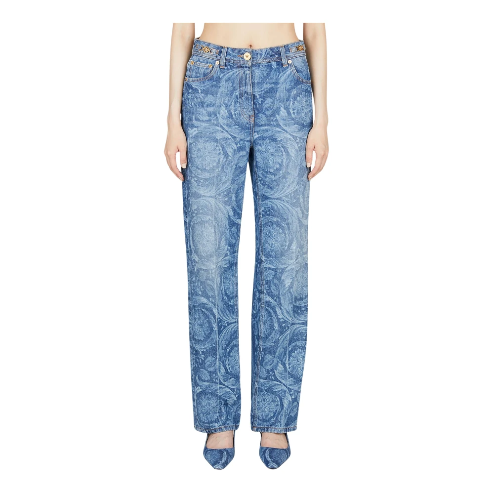Versace Women's Blue Barocco Regular Fit Jeans
