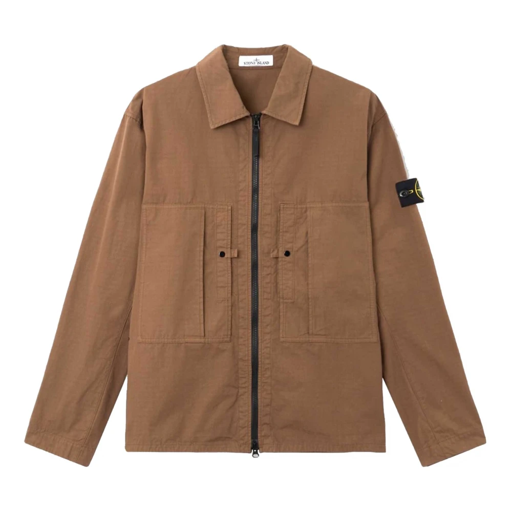 Stone Island Beige Light Jackets, Male, Xl, Amber Overshirt