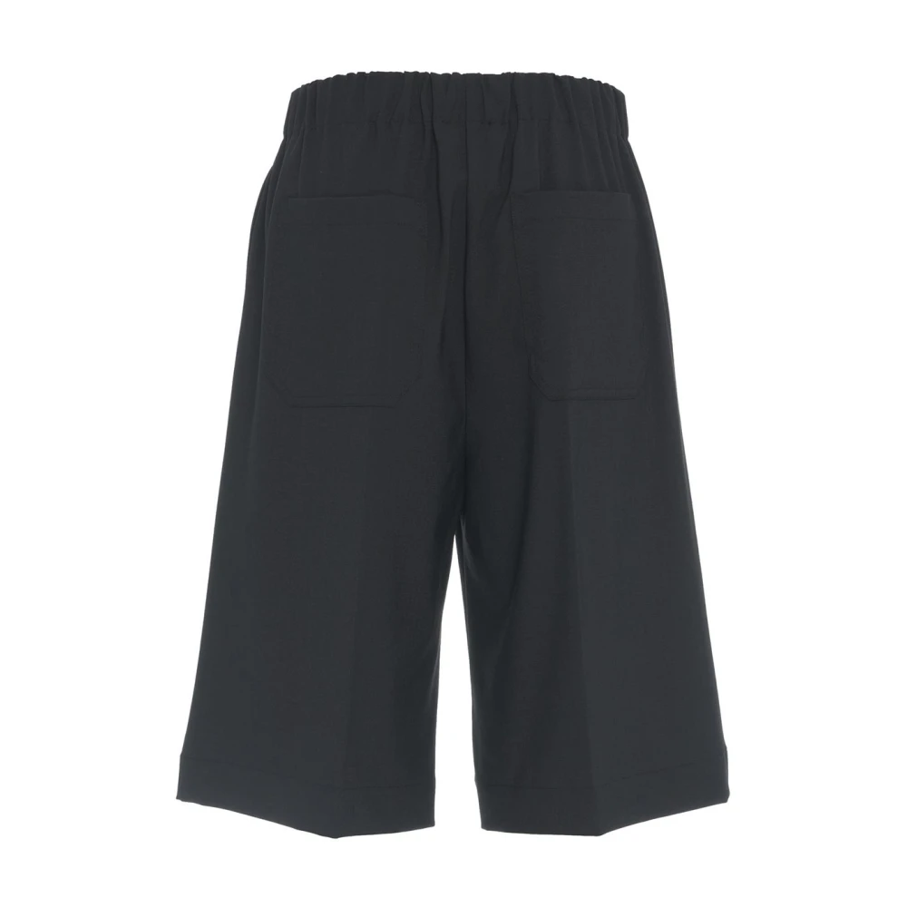 Semicouture Zwarte Bermuda Shorts Wolmix Black Dames