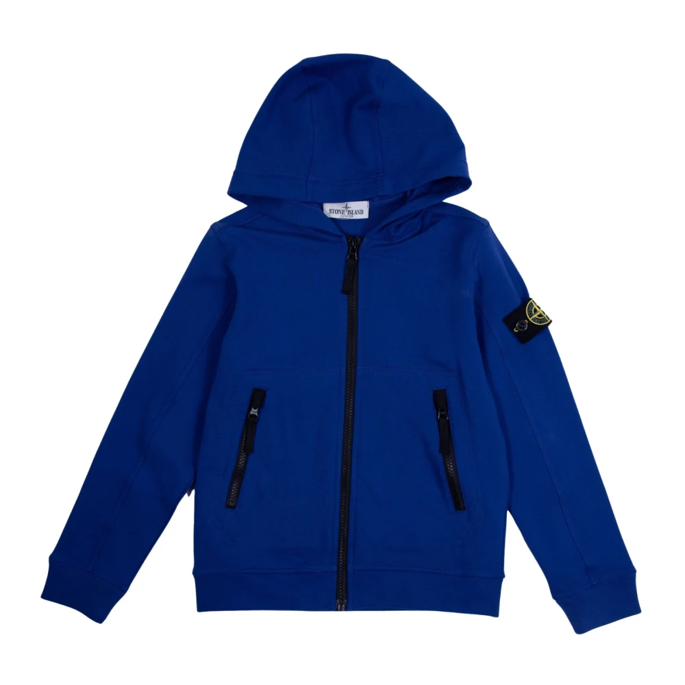 Stone Island Elektrisk blå hoodie med logotyp Blue, Pojke