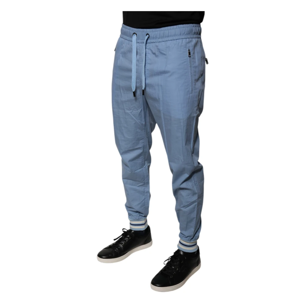 Dolce & Gabbana Blauwe Katoenen Jogger Sweatpants met Trekkoord Blue Heren