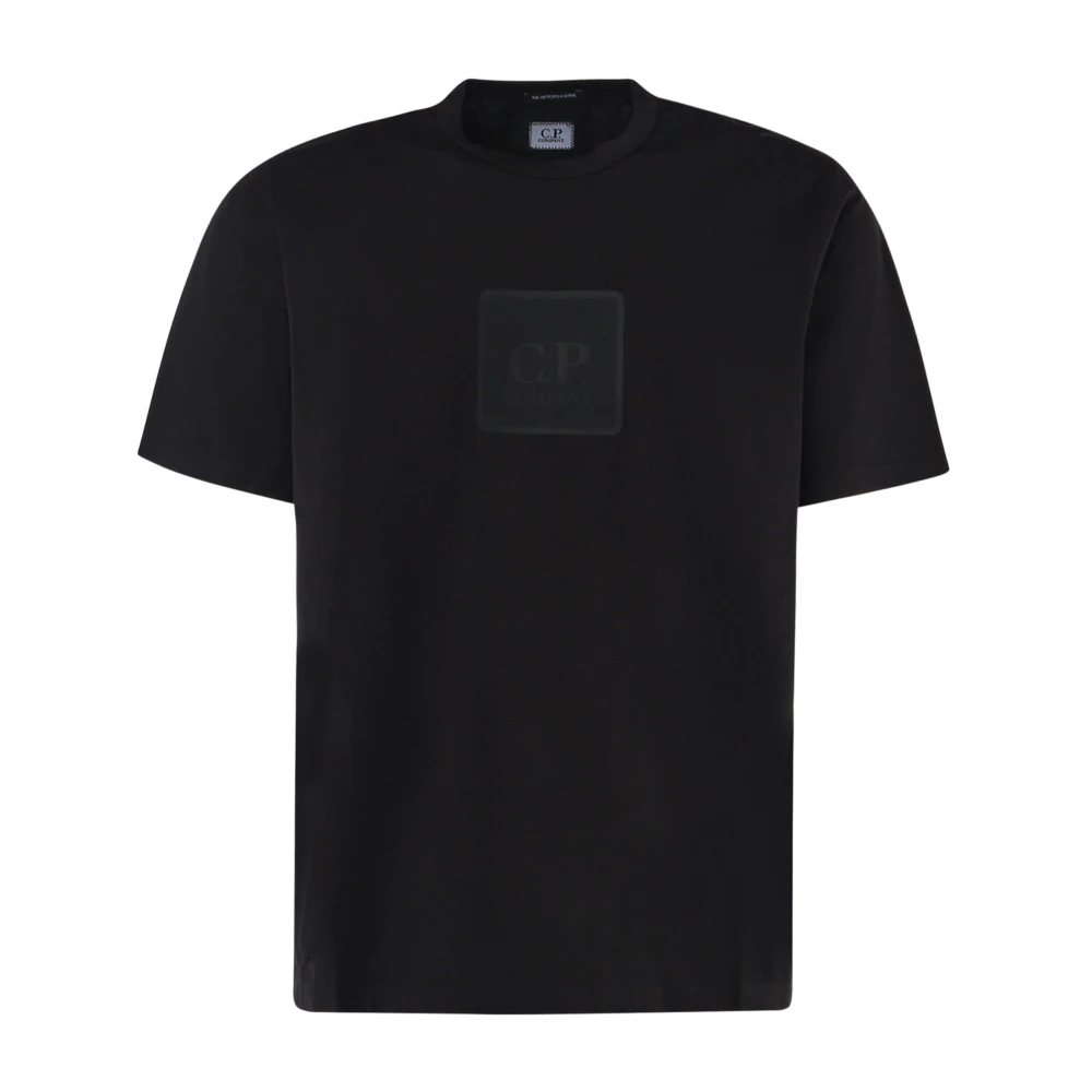 C.P. Company Zwarte Katoenen T-shirt met Ronde Kraag Black Heren