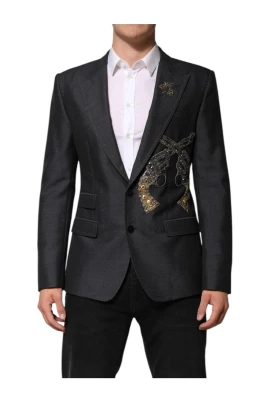 Bee Embroidery Wool Coat Blazer