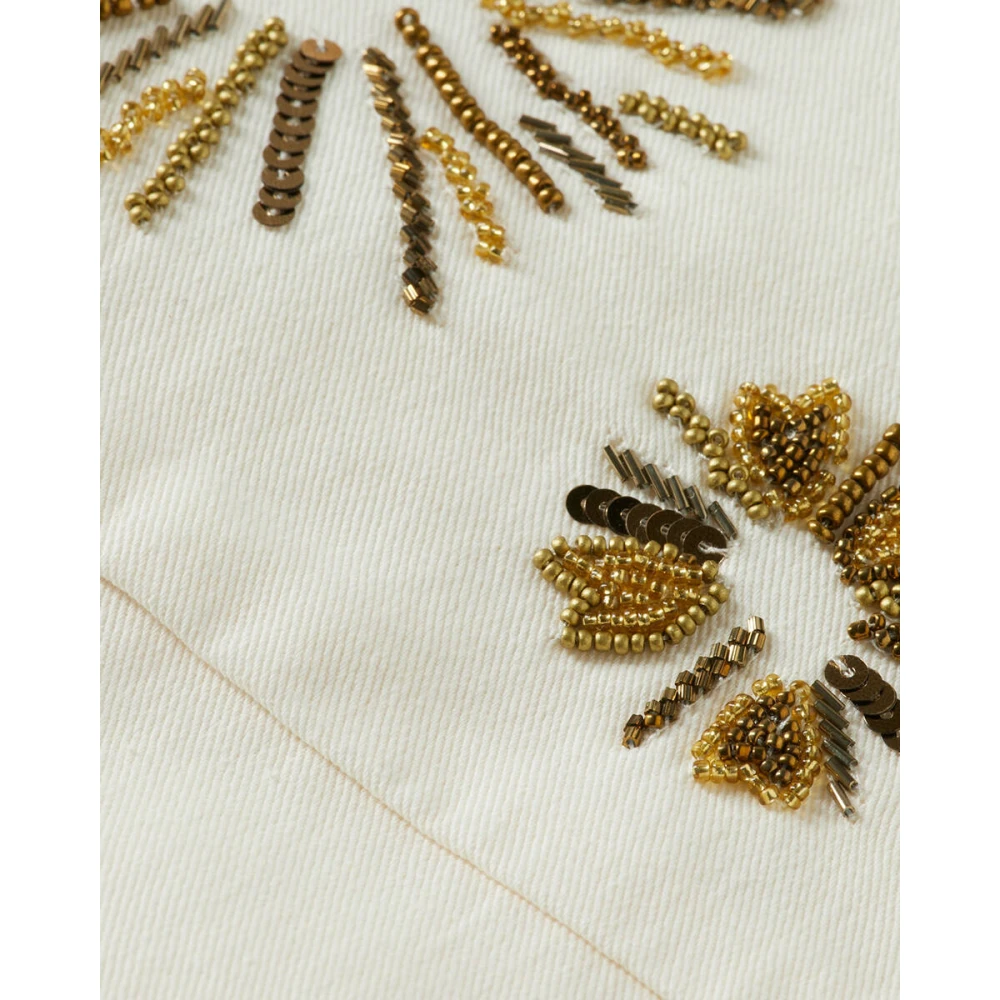 Scotch & Soda Versierde Katoenen Truckerjas White Dames